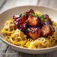 Wonton Char Siu Noodles: Honey Glazed Pork
