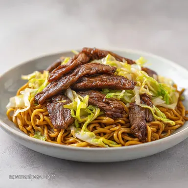 Beef Pan Fried Noodles in 30 Minutes Recipe Card