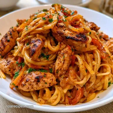 Chicken Fajita Pasta in 30 Minutes Recipe Card