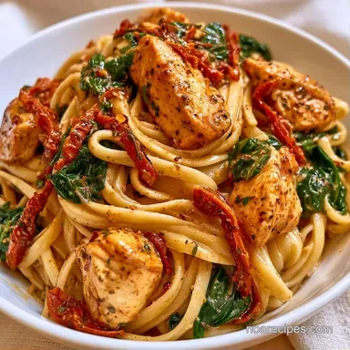 Chicken Florentine Pasta for 4 Servings Recipe Card