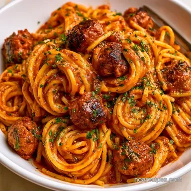 Spaghetti and Meatballs in 14 Minutes Recipe Card