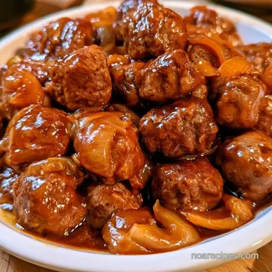 Slow Cooker Meatballs With Brown Gravy Recipe Card