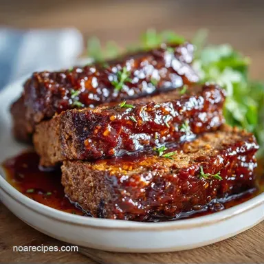 Tangy Glazed Beef Meatloaf for 6 Servings Recipe Card