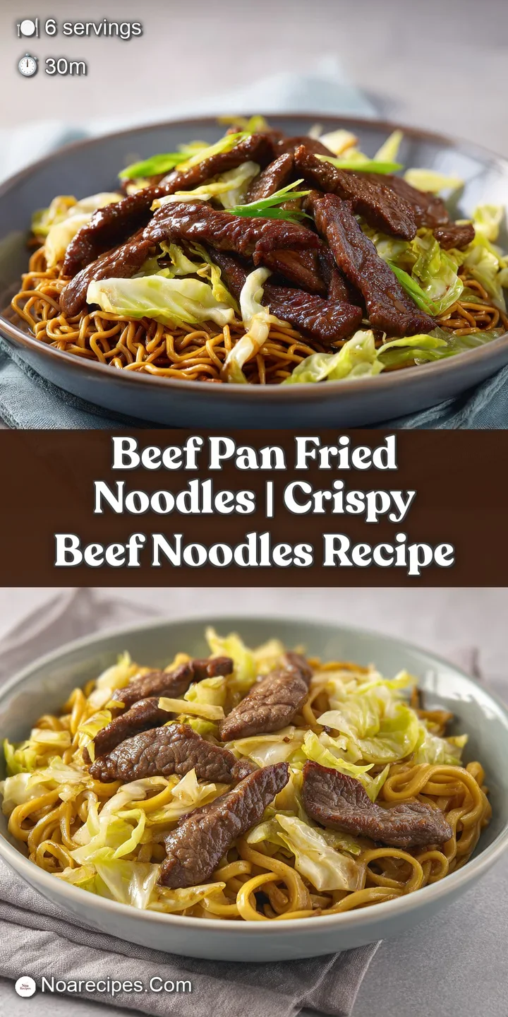 Close-up of glistening, golden-brown noodles entwined with tender beef and crisp, vibrant orange carrots.