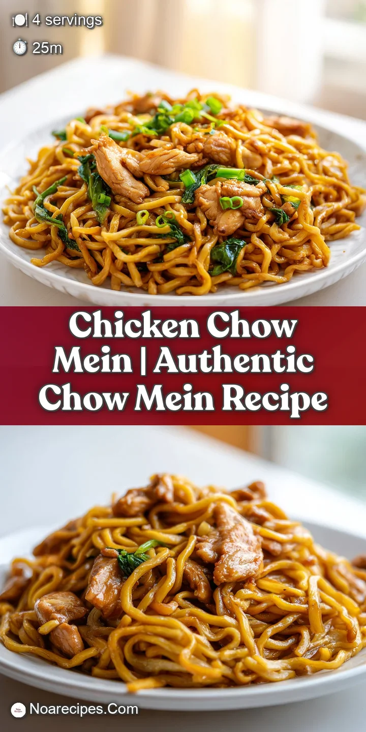 Close-up of glistening, soy-glazed noodles intertwined with tender chicken and slivers of bright, crunchy vegetables.