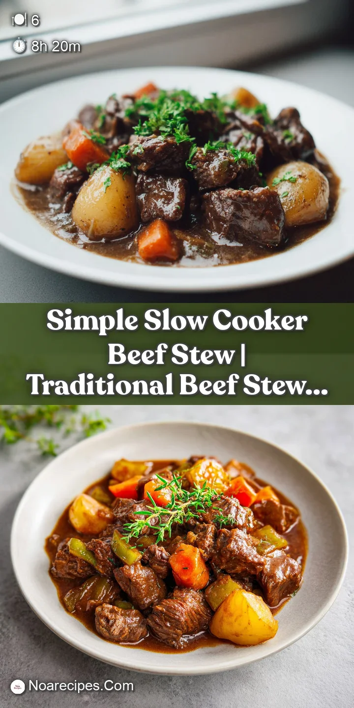 Close-up of succulent, slow-cooked beef pieces in a glossy, flavorful gravy with softened root vegetables.