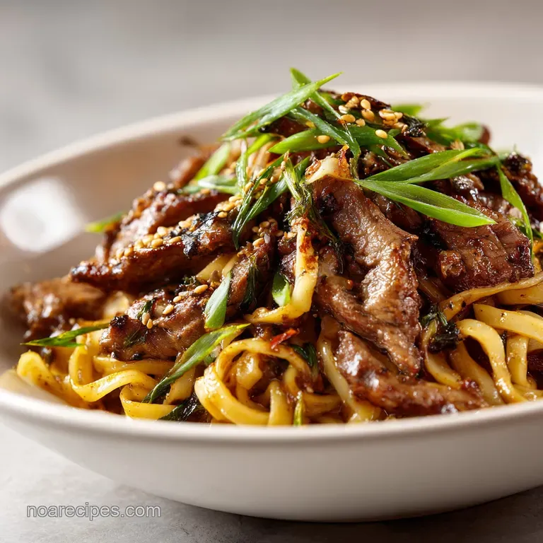 Cumin Lamb Noodles: Tender and Charred