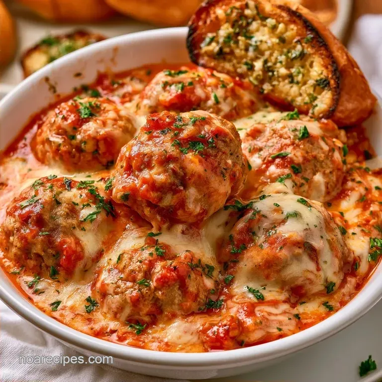 Meatball Sub Casserole with Garlic Bread
