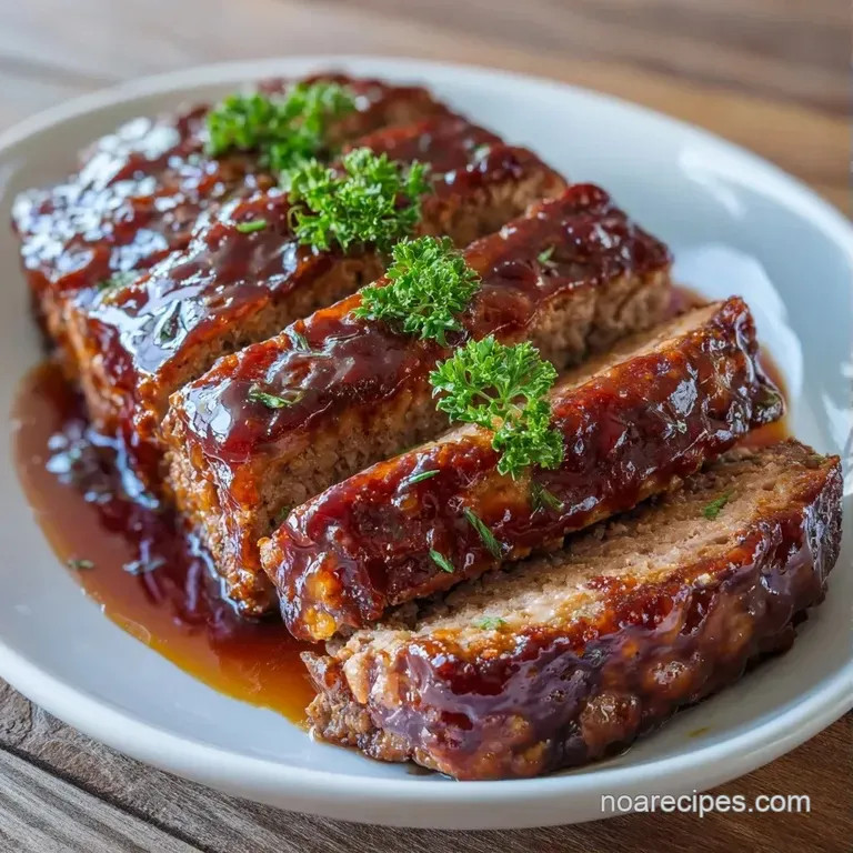 Thick slice of savory browned meat with caramelized edges, paired with colorful roasted carrots on a white ceramic plate.