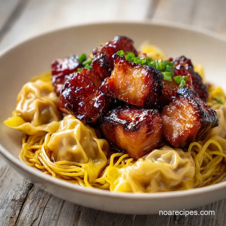 Wonton Char Siu Noodles: Honey Glazed Pork