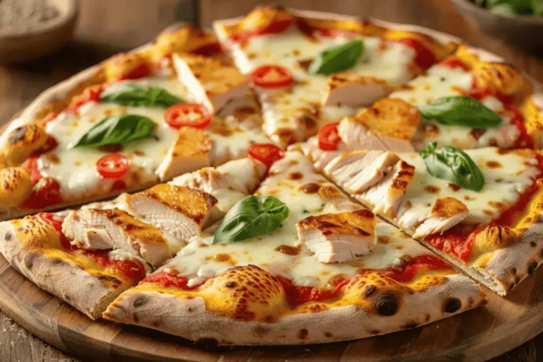 Healthy chicken pizza, Thin crust pizza benefits, Nutritious chicken pizza, Low-calorie pizza options Light chicken pizza