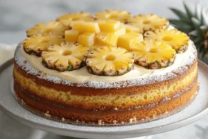 Tropical cake, Pineapple dessert, Pineapple sponge cake, Pineapple loaf cake, Pineapple upside-down cake